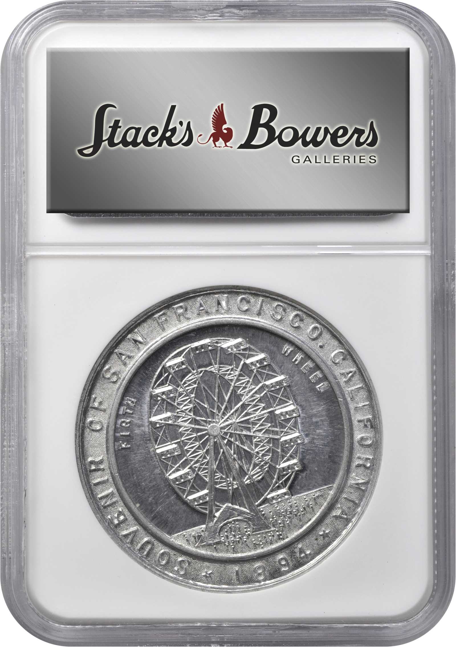 image for: 1894 California Midwinter Exposition. Administration Building - Ferris Wheel Dollar. HK-247. Rarity-5. Aluminum. MS-65 (NGC).