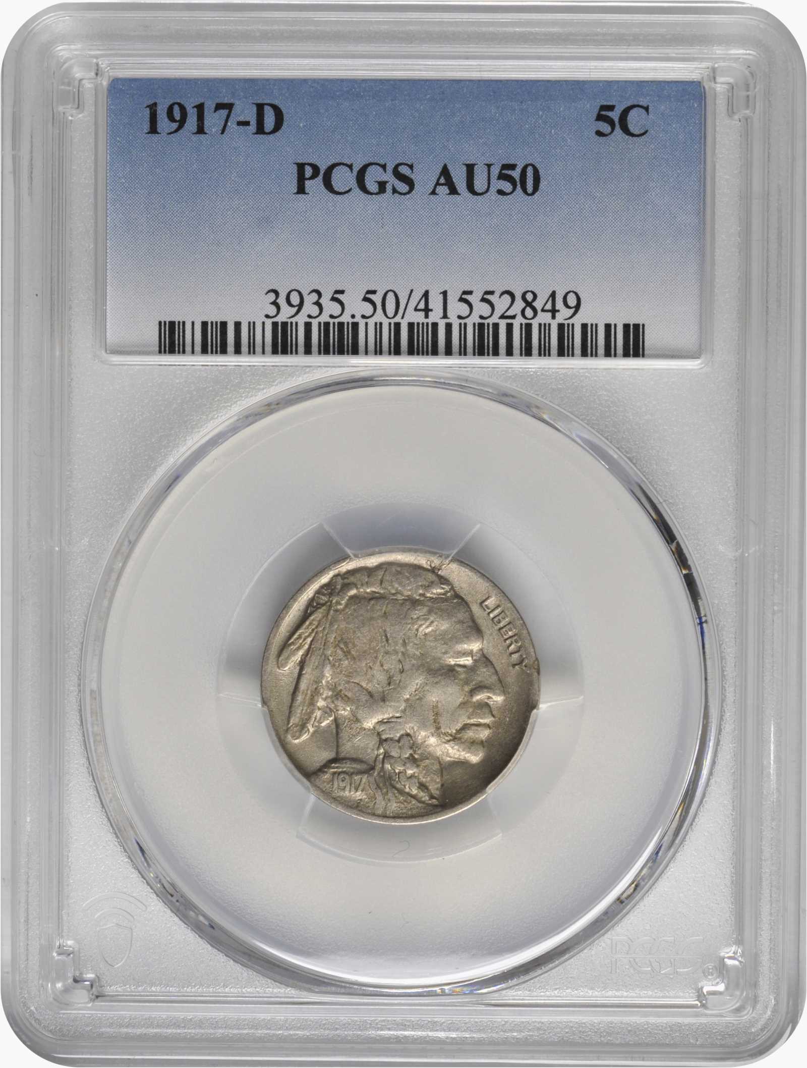 1917-D 5c AU50 CAC thumbnail 3