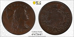 image for: 1796 Liberty Cap Cent. S-88. VF Details--Tooled (PCGS).