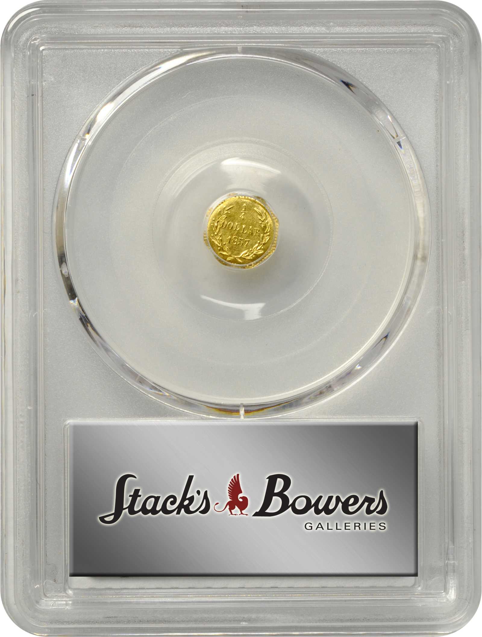 image for: 1857 Octagonal 25 Cents. Restrike. BG-1301A. Rarity-1. Liberty Head. MS-66+ (PCGS).