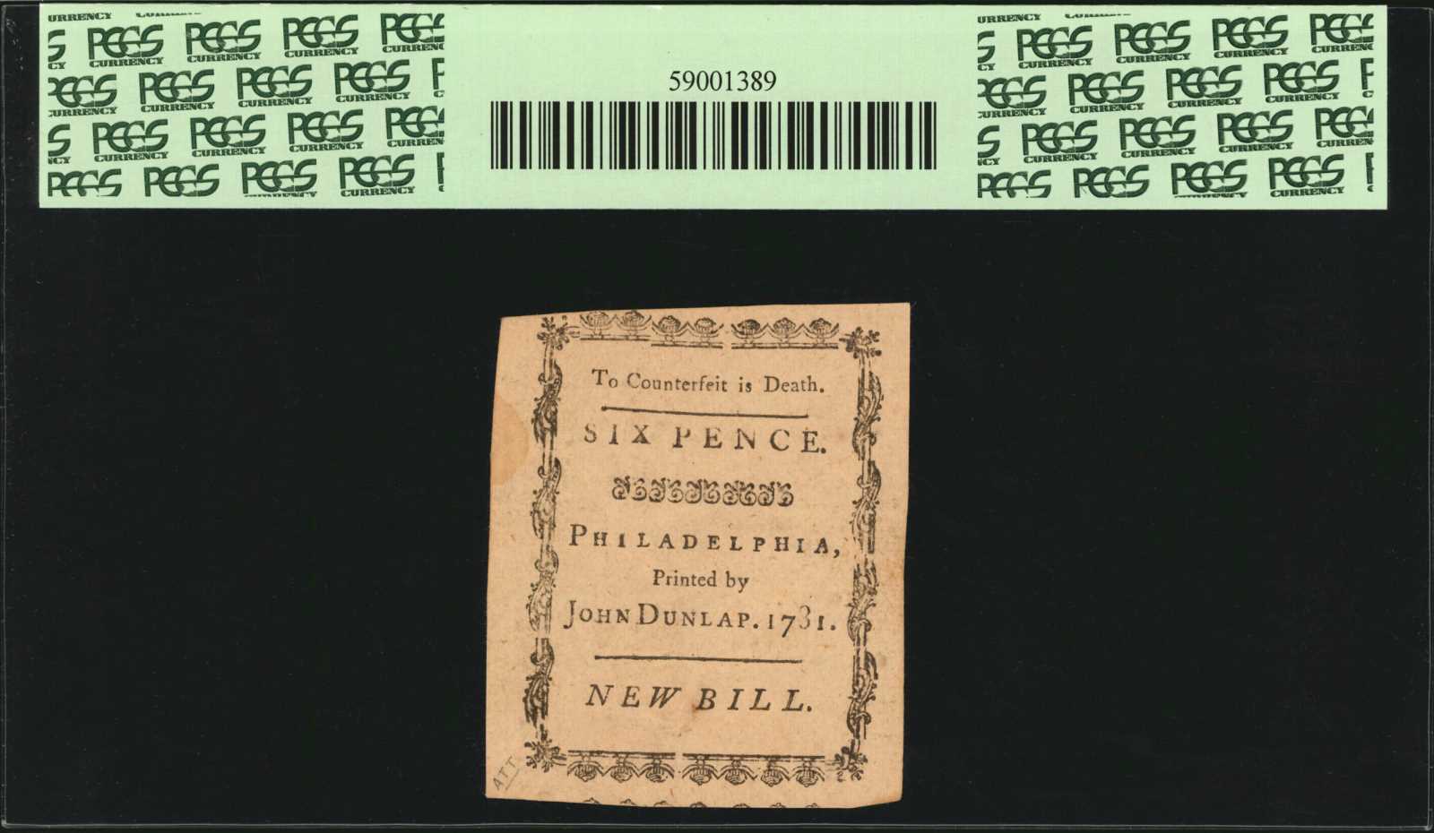 image for: PA-242. Pennsylvania. April 20, 1781. 6 Pence. PCGS Currency Choice About New 58.