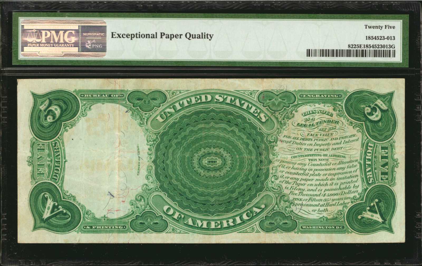 image for: Fr. 82. 1880 $5  Legal Tender Note. PMG Very Fine 25 EPQ.