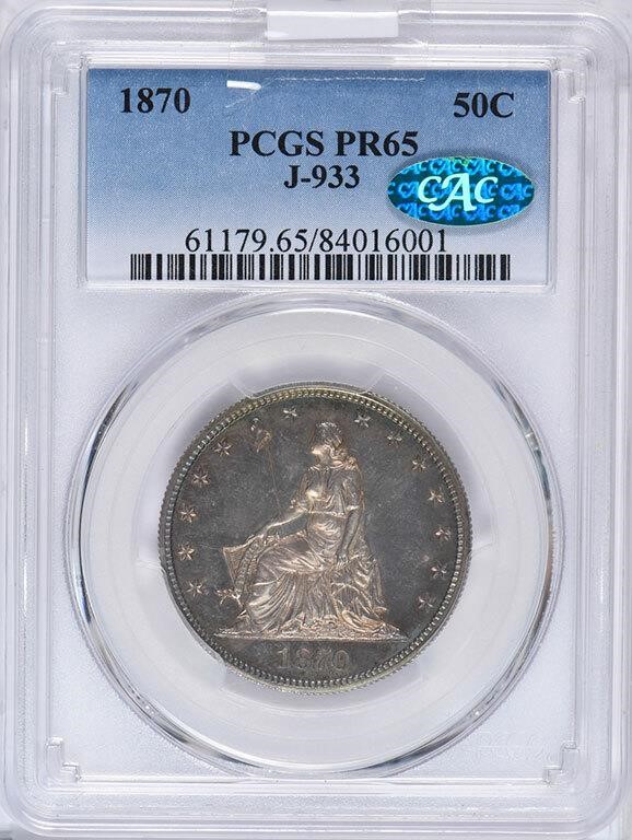 image for: 50C 1870 J-933. PCGS PR65 CAC