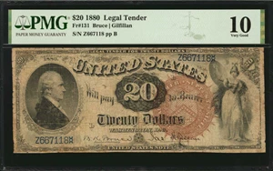 image for: Fr. 131. 1880 $20 Legal Tender Note. PMG Very Good 10.