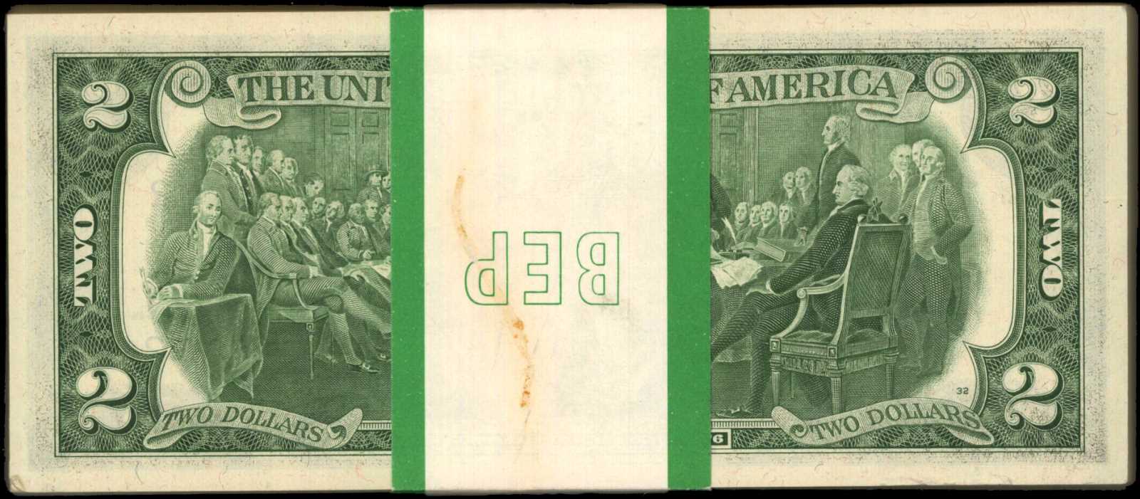 image for: Pack of (100) Fr. 1935-B. 1976 $2 Federal Reserve Note. New York. Choice Uncirculated.