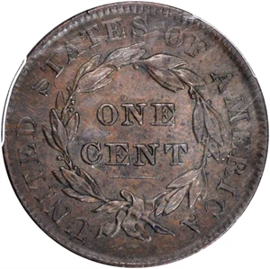 image for: 1837 Modified Matron Head Cent. N-4. Rarity-2. Plain Cords, Medium Letters. EF-45 (PCGS).