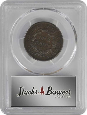 image for: 1837 Modified Matron Head Cent. N-4. Rarity-2. Plain Cords, Medium Letters. EF-45 (PCGS).