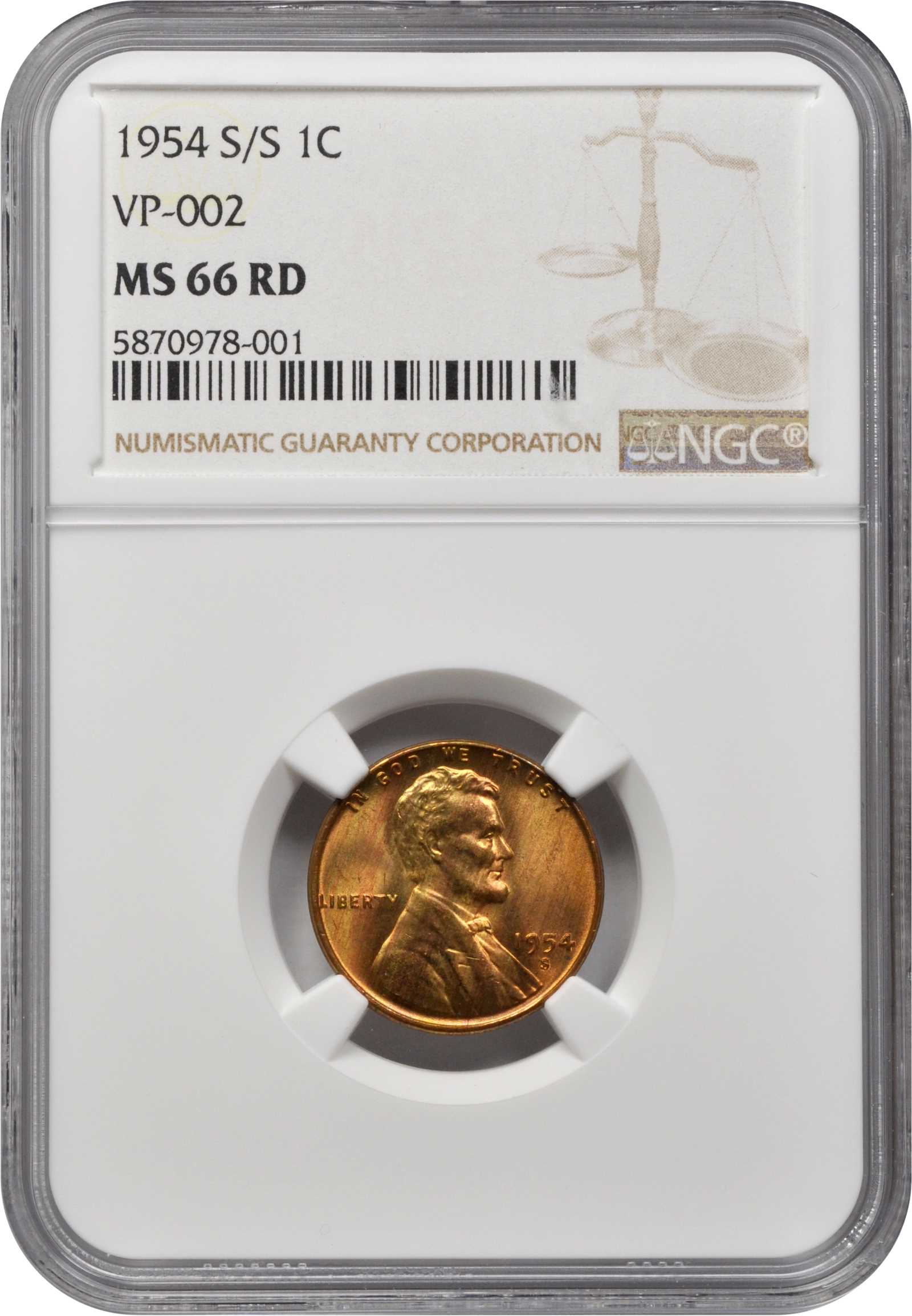 1954-S 1c MS RD MS66 RD CAC thumbnail 7