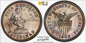 image for: PHILIPPINES. 5 Centavos, 1903. Philadelphia Mint. PCGS PROOF-64 Gold Shield.