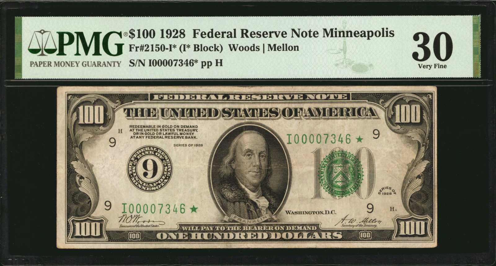 image for: Fr. 2150-I*. 1928 $100 Federal Reserve Star Note. Minneapolis. PMG Very Fine 30.