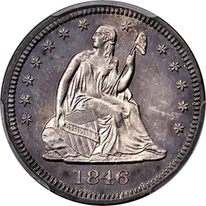image for: 1846 Liberty Seated Quarter. Briggs 4-F. Proof-62 (PCGS).