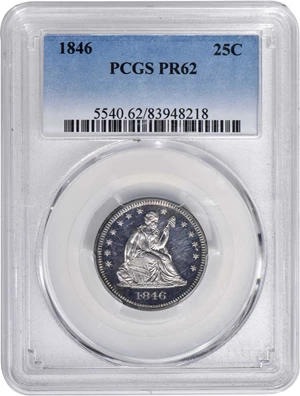 image for: 1846 Liberty Seated Quarter. Briggs 4-F. Proof-62 (PCGS).