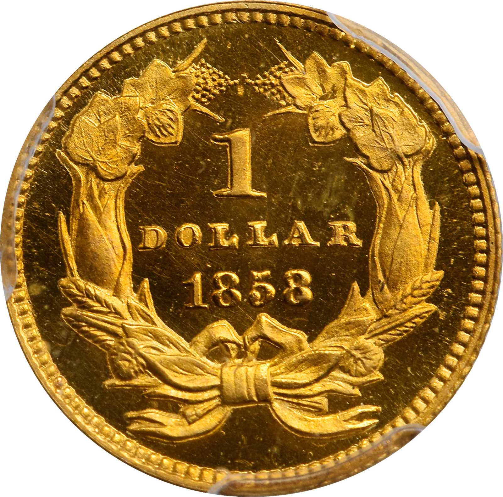 image for: 1858 Gold Dollar. JD-1, the only known dies. Rarity-6+. Proof-65 Deep Cameo (PCGS). CAC.