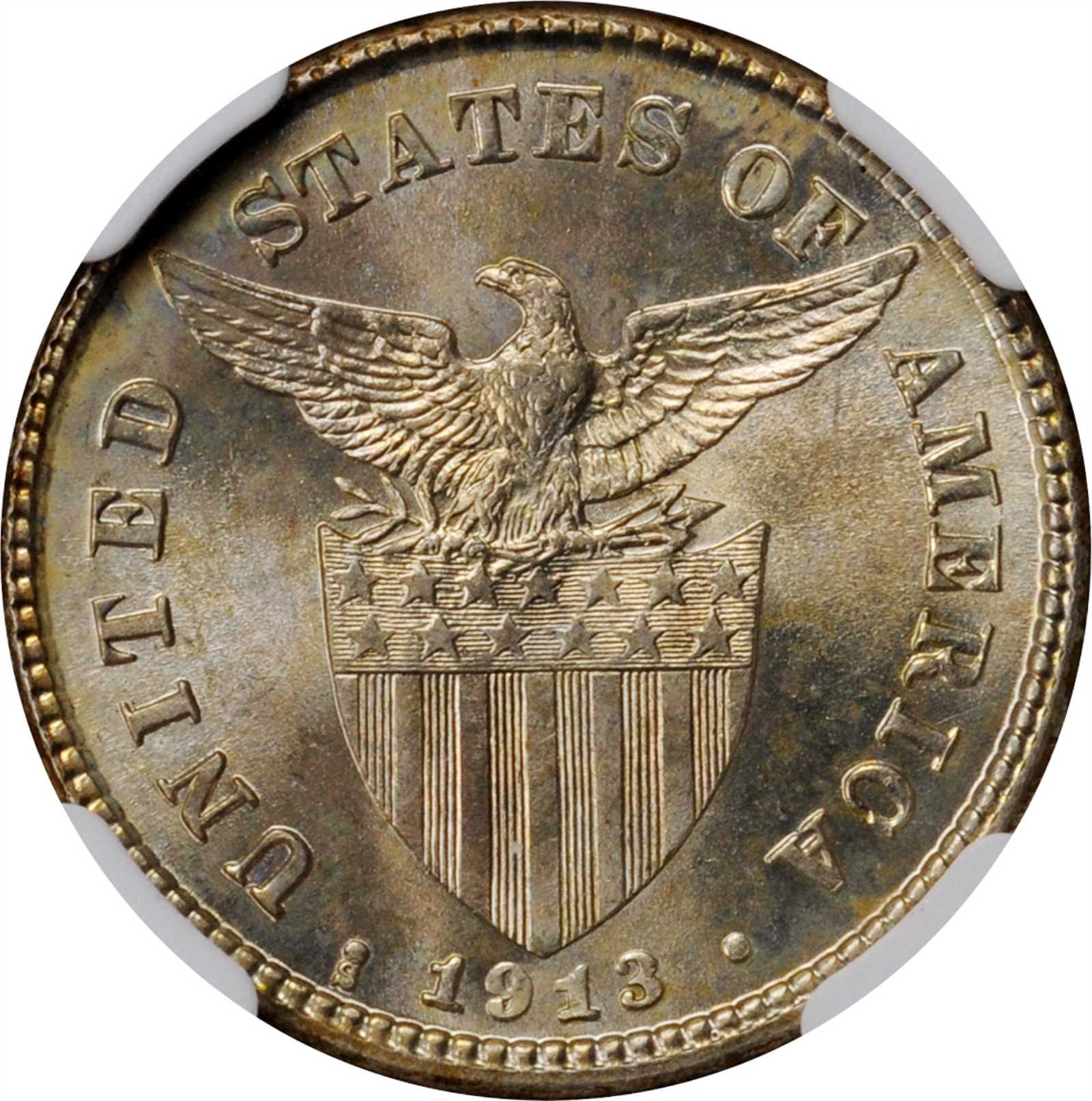 image for: PHILIPPINES. 20 Centavos, 1913-S. San Francisco Mint. NGC MS-65.