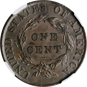 image for: 1824 Matron Head Cent. N-4. Rarity-2. AU-55 (NGC).