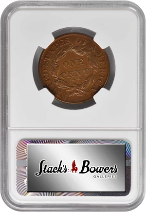 image for: 1827 Matron Head Cent. N-5. Rarity-2. MS-61 BN (NGC).