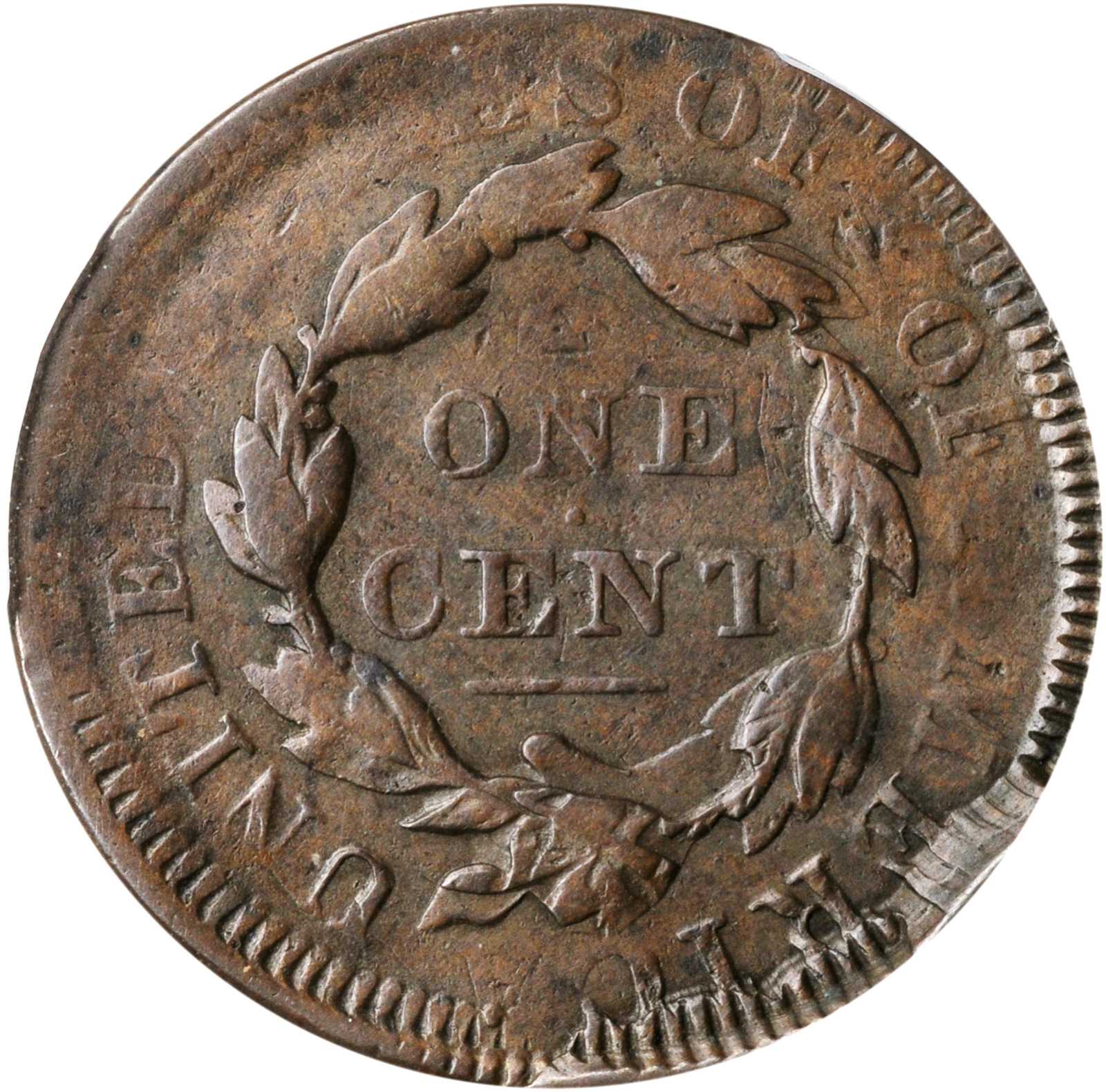 image for: 1835 Matron Head Cent. N-9. Rarity-4. Large 8, Large Stars. Noyes Die State D/D--Double Struck--VF-20 (PCGS).