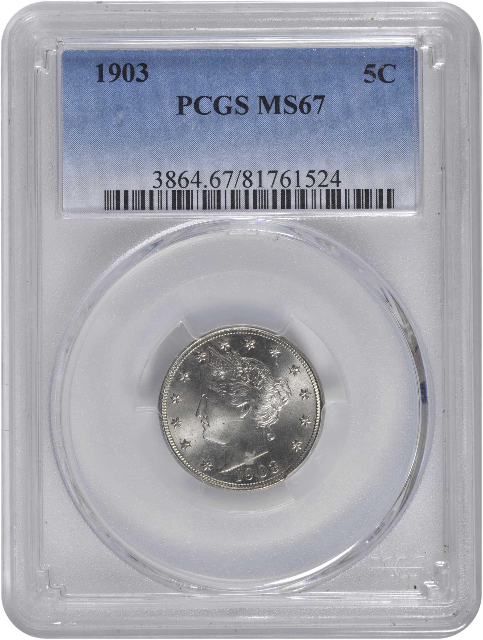 1903 5c MS67 CAC thumbnail 5