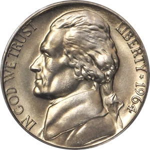 image for: 1964 Jefferson Nickel. SMS. Specimen-68 FS (PCGS).