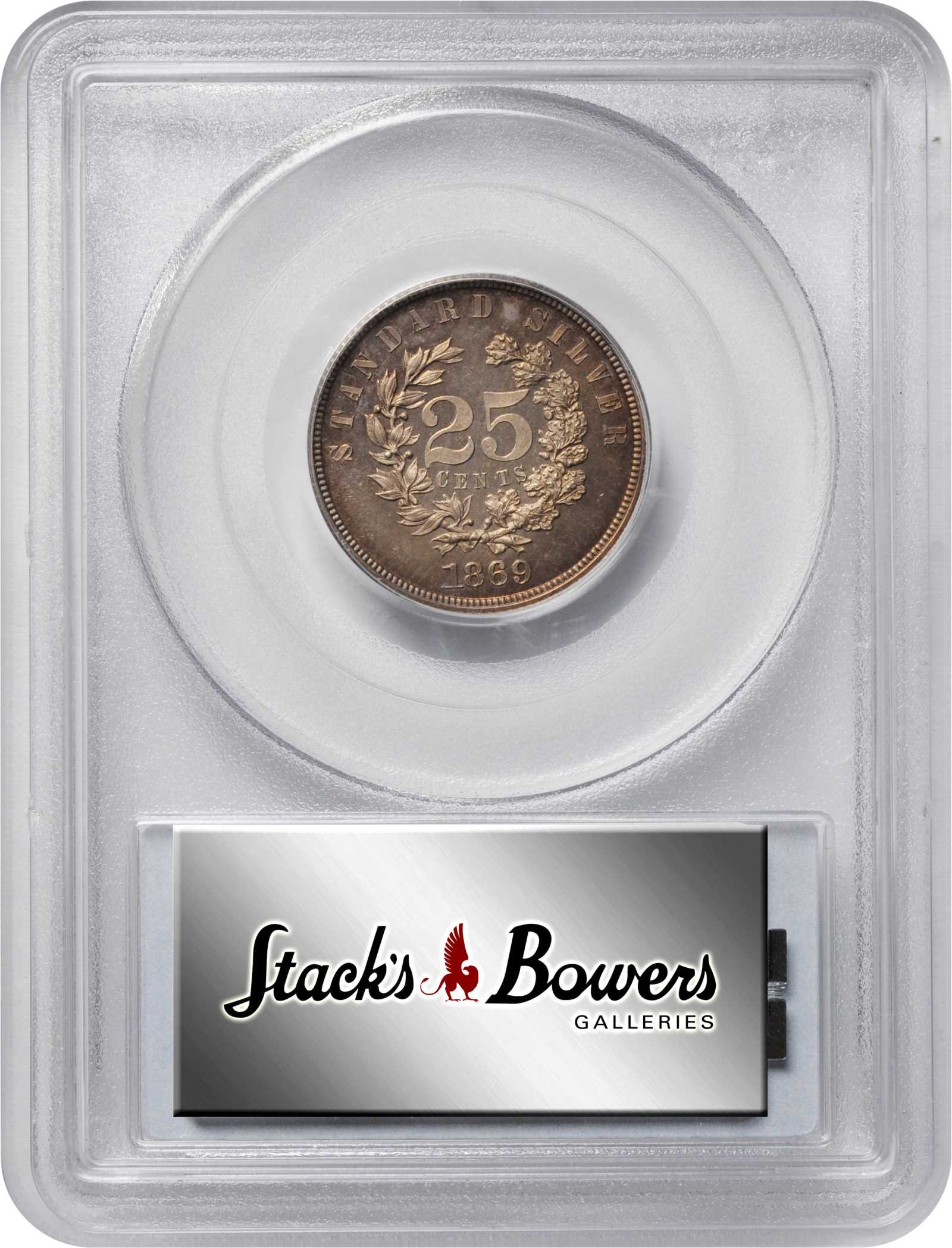image for: 1869 Pattern Quarter Dollar. Judd-722, Pollock-803. Rarity-6+. Silver. Plain Edge. Proof-64 (PCGS). CAC.
