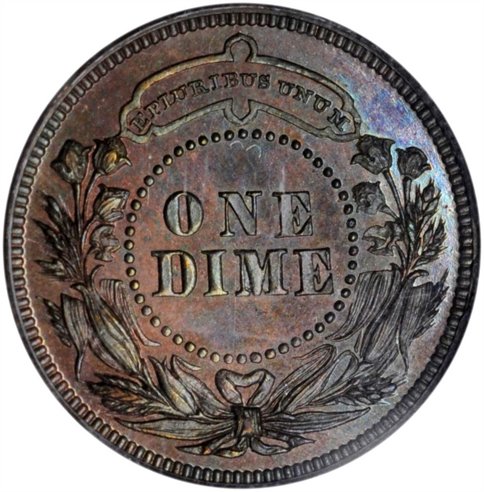 image for: 1879 Pattern Washlady Dime. Judd-1585, Pollock-1778. Rarity-6+. Copper. Reeded Edge. Proof-65 BN (PCGS). OGH.