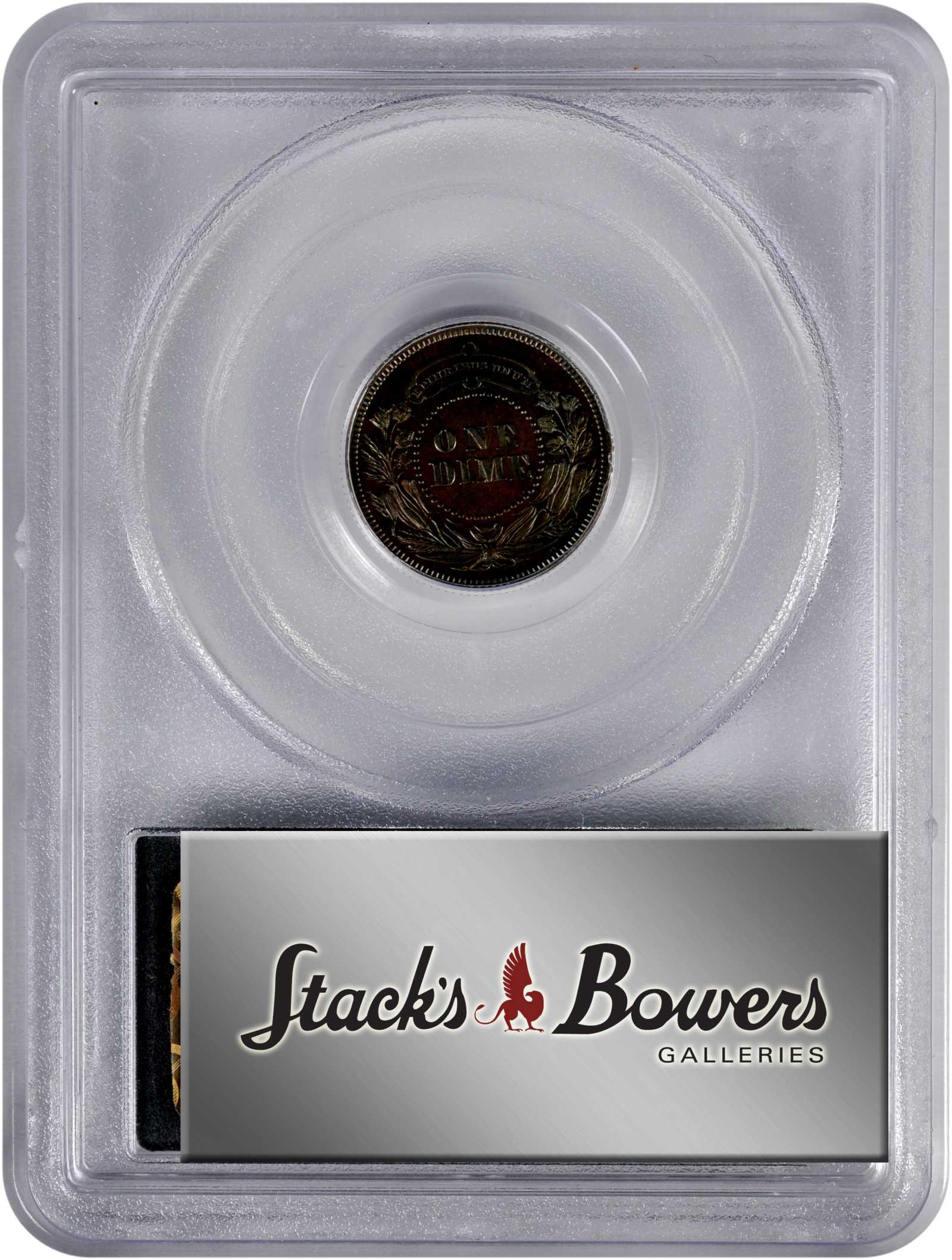 image for: 1879 Pattern Washlady Dime. Judd-1585, Pollock-1778. Rarity-6+. Copper. Reeded Edge. Proof-65 BN (PCGS). OGH.