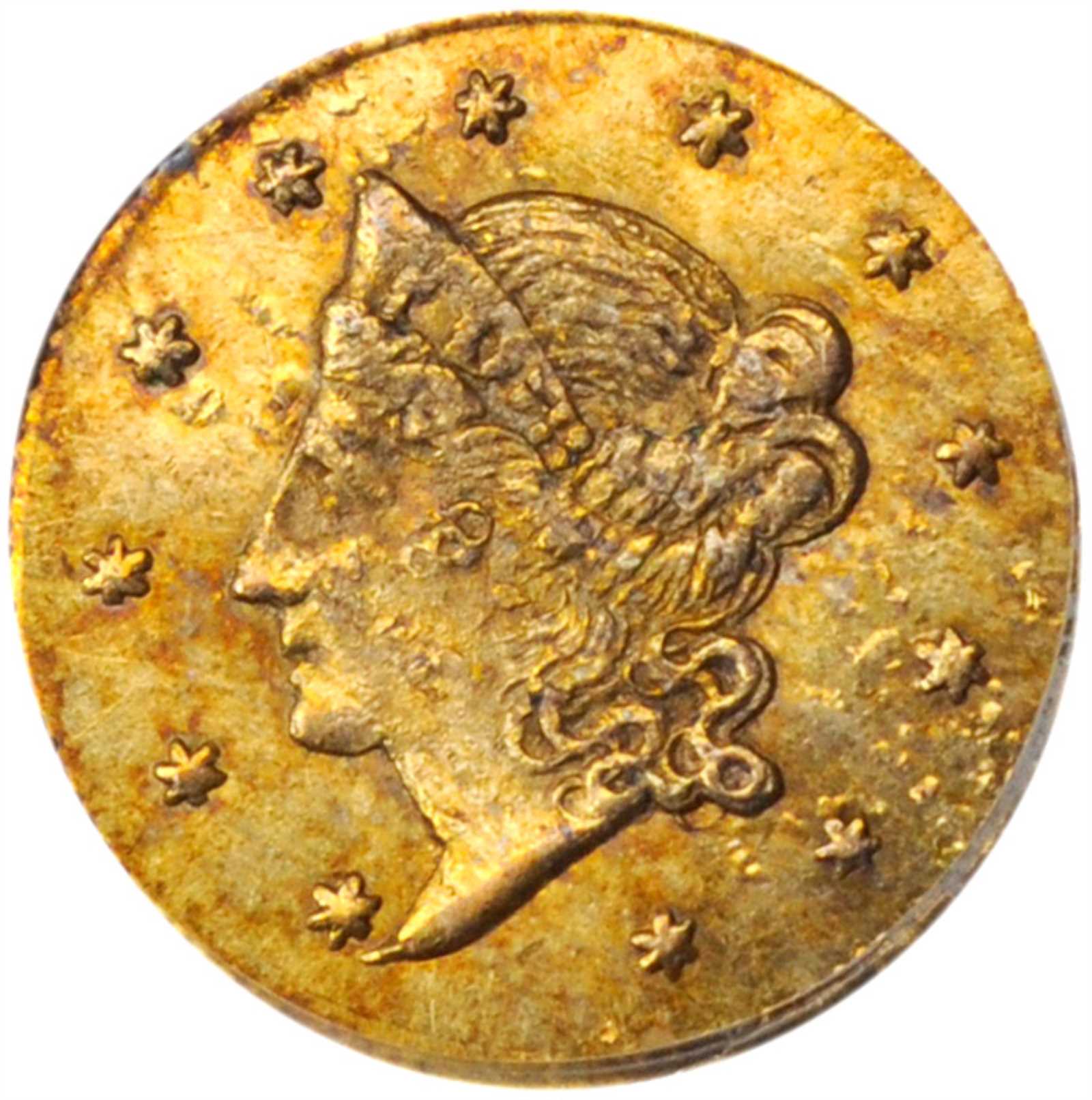 image for: 1855-FD Round 50 Cents. BG-406. Rarity-6+. Liberty Head. AU-58 (PCGS).