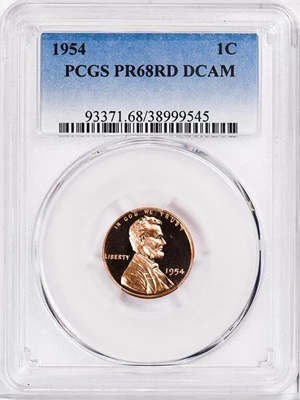 image for: 1C 1954 PCGS PR68 RD DCAM