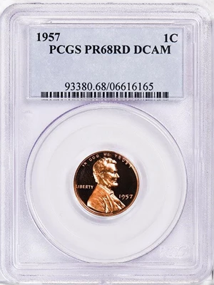 image for: 1C 1957 PCGS PR68 RD DCAM