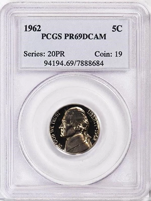 image for: 5C 1962 PCGS PR69 DCAM
