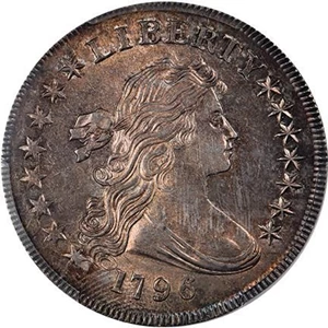 image for: $1 1796 LARGE DATE. SMALL LETTERS. PCGS MS62
