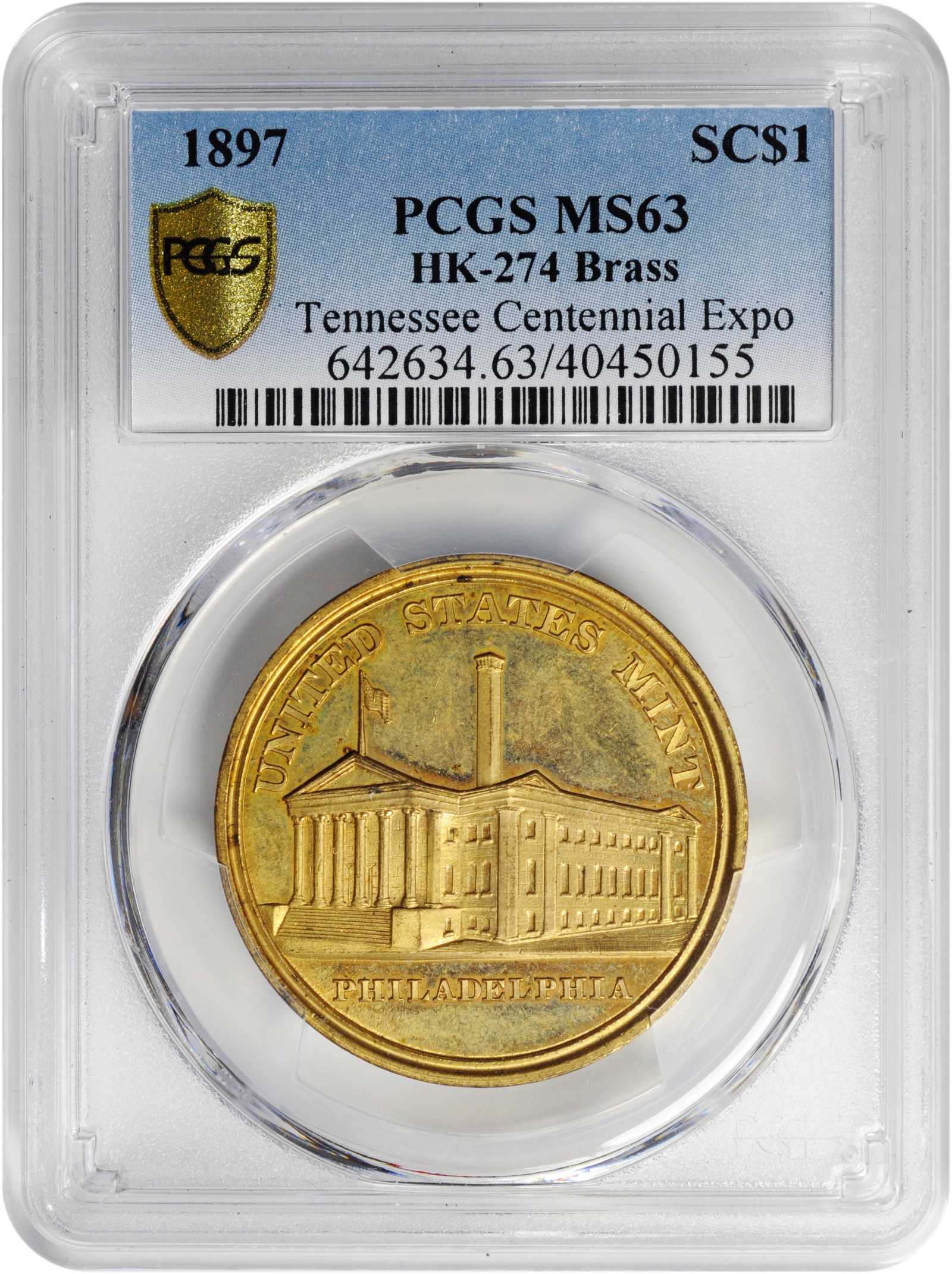 image for: 1897 Tennessee Centennial Exposition. Official Medal. HK-274. Rarity-4. Brass. MS-63 (PCGS).