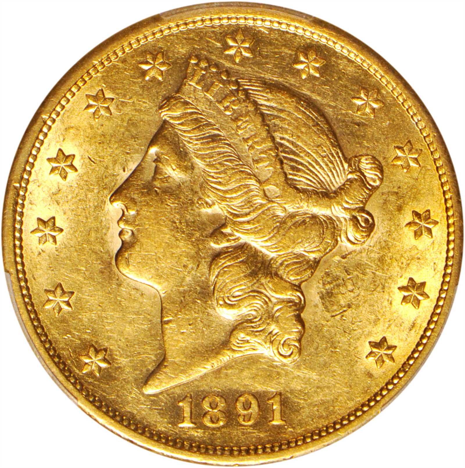 1891-S Liberty Head Double Eagle. AU-55 (PCGS).