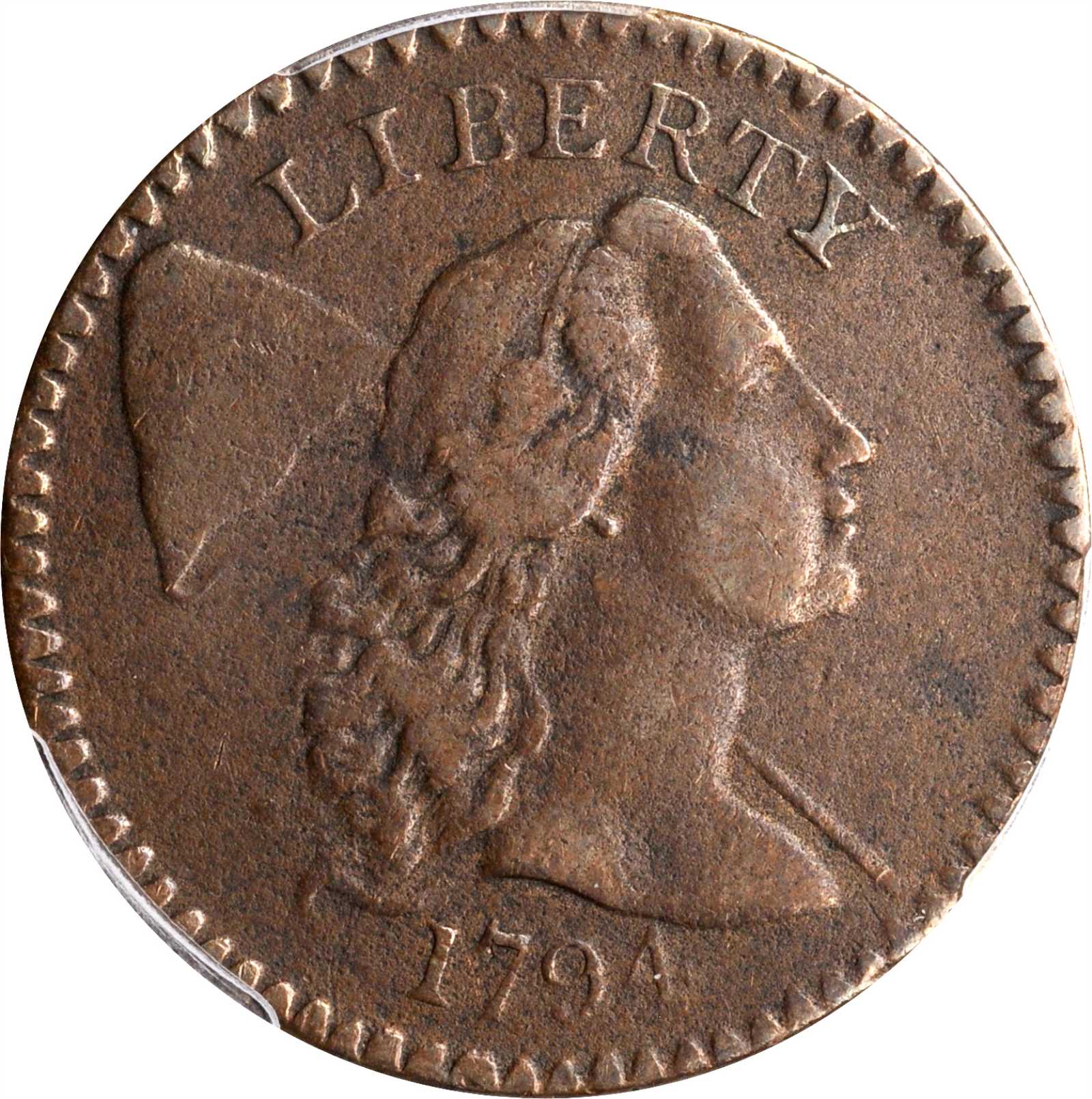 image for: 1794 Liberty Cap Cent. S-50. Rarity-5. Head of 1794. VF Details--Environmental Damage (PCGS).