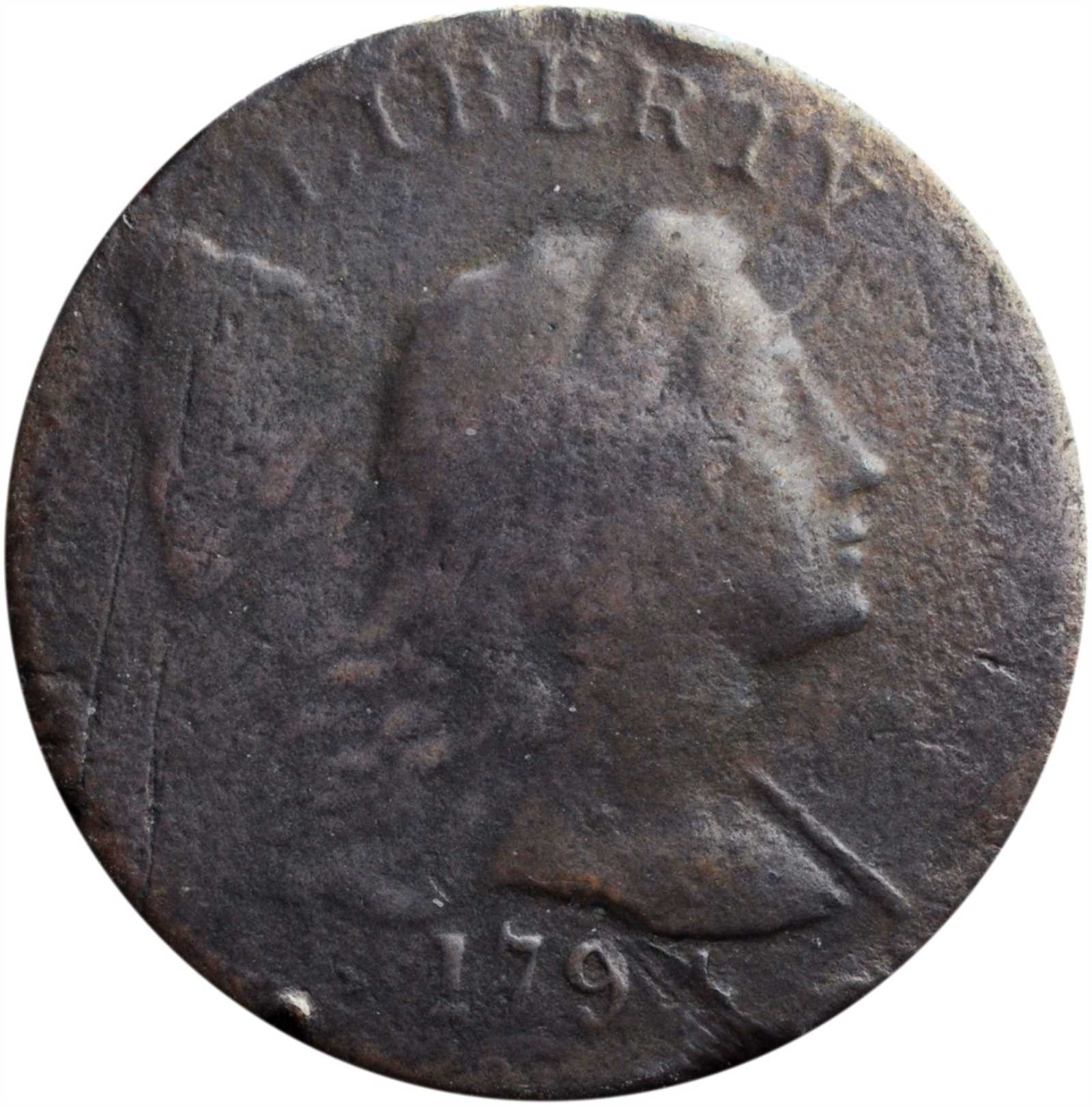 image for: 1794 Liberty Cap Cent. S-20B. Rarity-4+. Head of 1793. Very Good, Burnished, Damaged.
