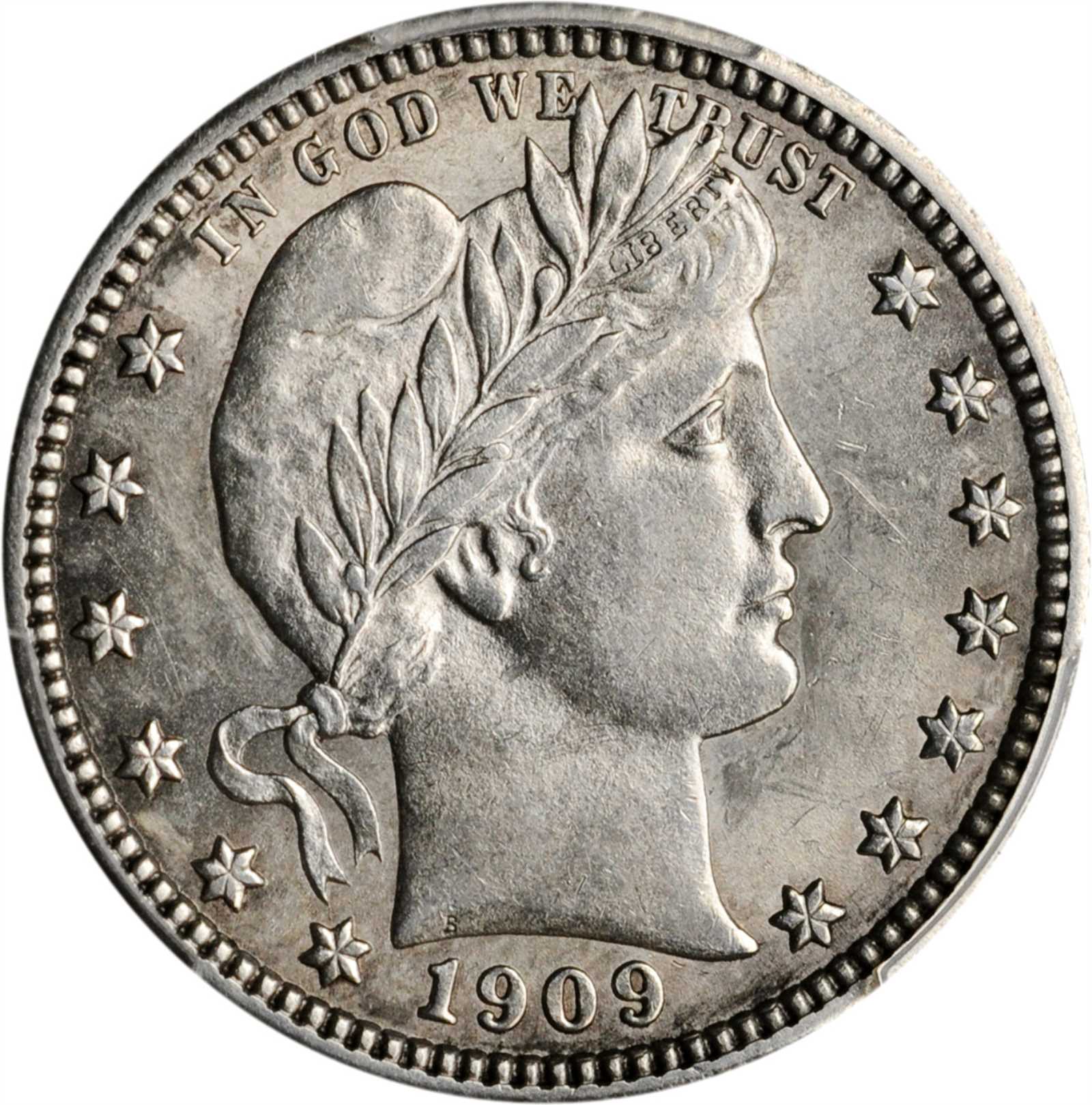 1909 Barber Quarter. Unc Details--Tooled (PCGS).