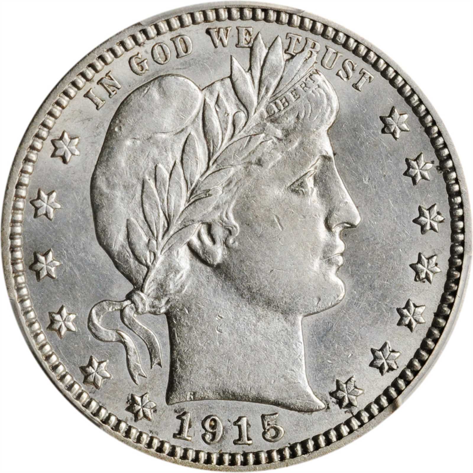 1915 Barber Quarter. AU Details--Cleaned (PCGS).