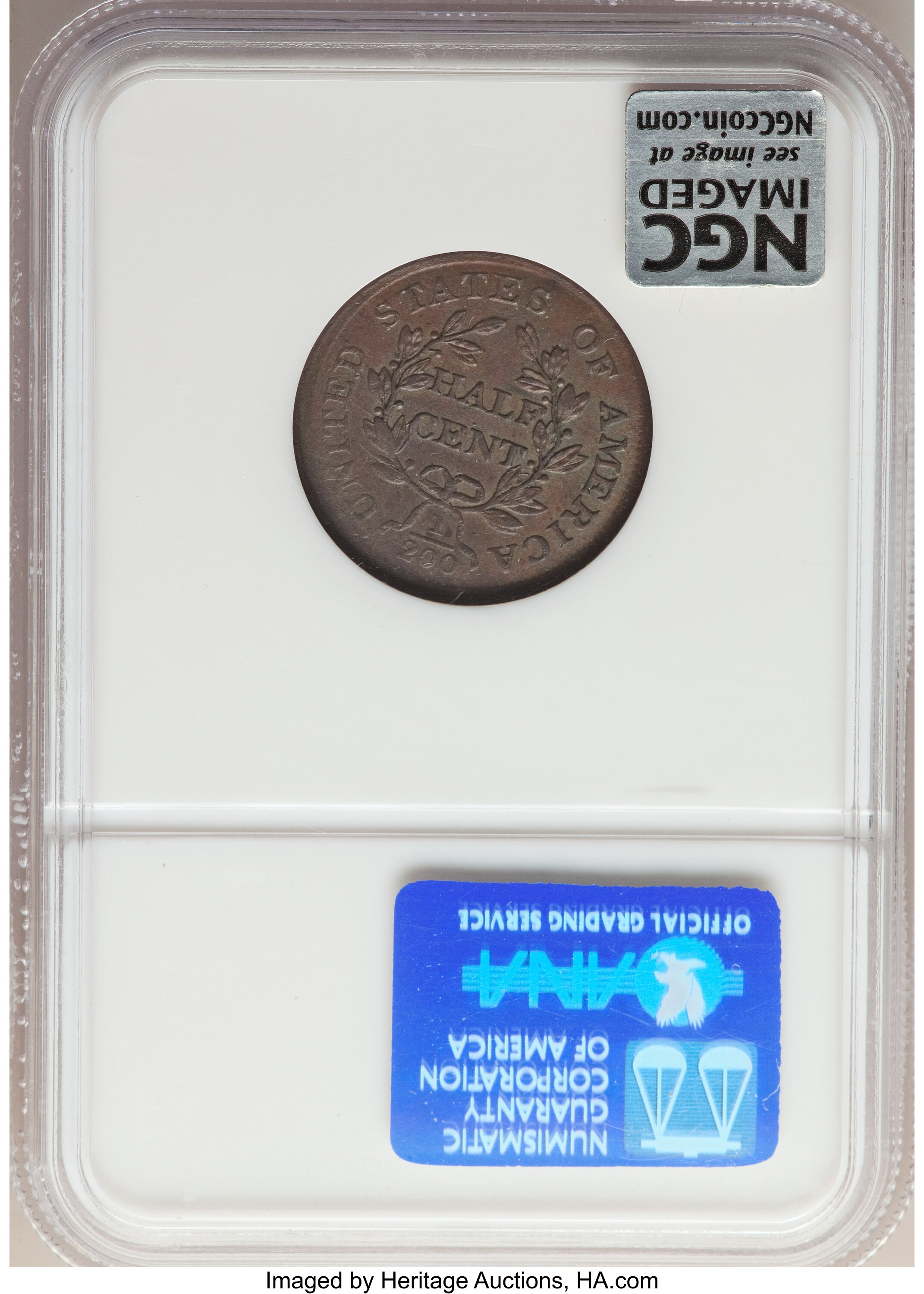 1804 1/2c Plain 4, No Stems, C-13 MS BN MS60 BN CAC thumbnail 2