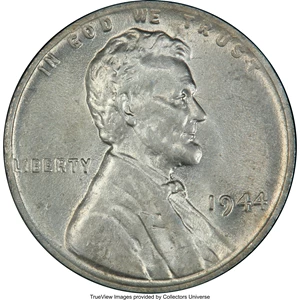 image for: 1944 1C Struck on a Zinc-Coated Steel Planchet MS64 PCGS....