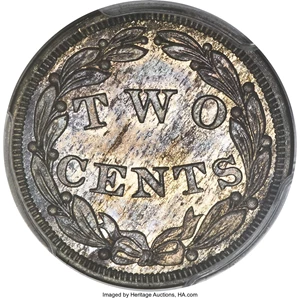 image for: 1836 P2C Two Cents, Judd-52, Pollock-55, Low R.6, PR64 PCGS. CAC....