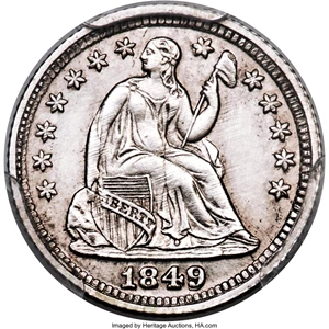 image for: 1849 P3CS Three Cent Silver, Judd-112 Original, Pollock-126, Low R.7, PR63 PCGS. CAC....