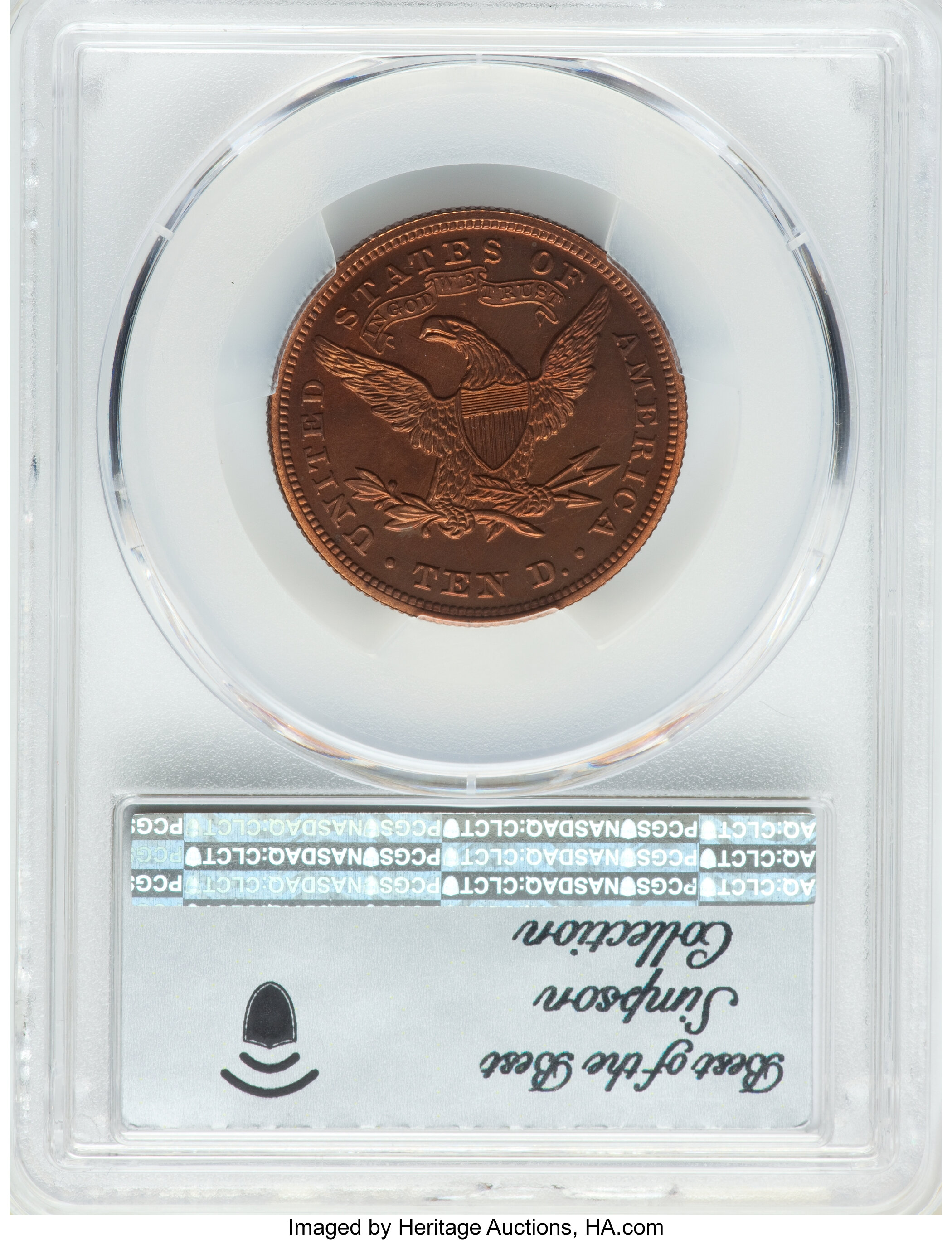 image for: 1865 $10 Ten Dollar, Judd-450, Pollock-522, High R.6, PR65 Red and Brown PCGS....