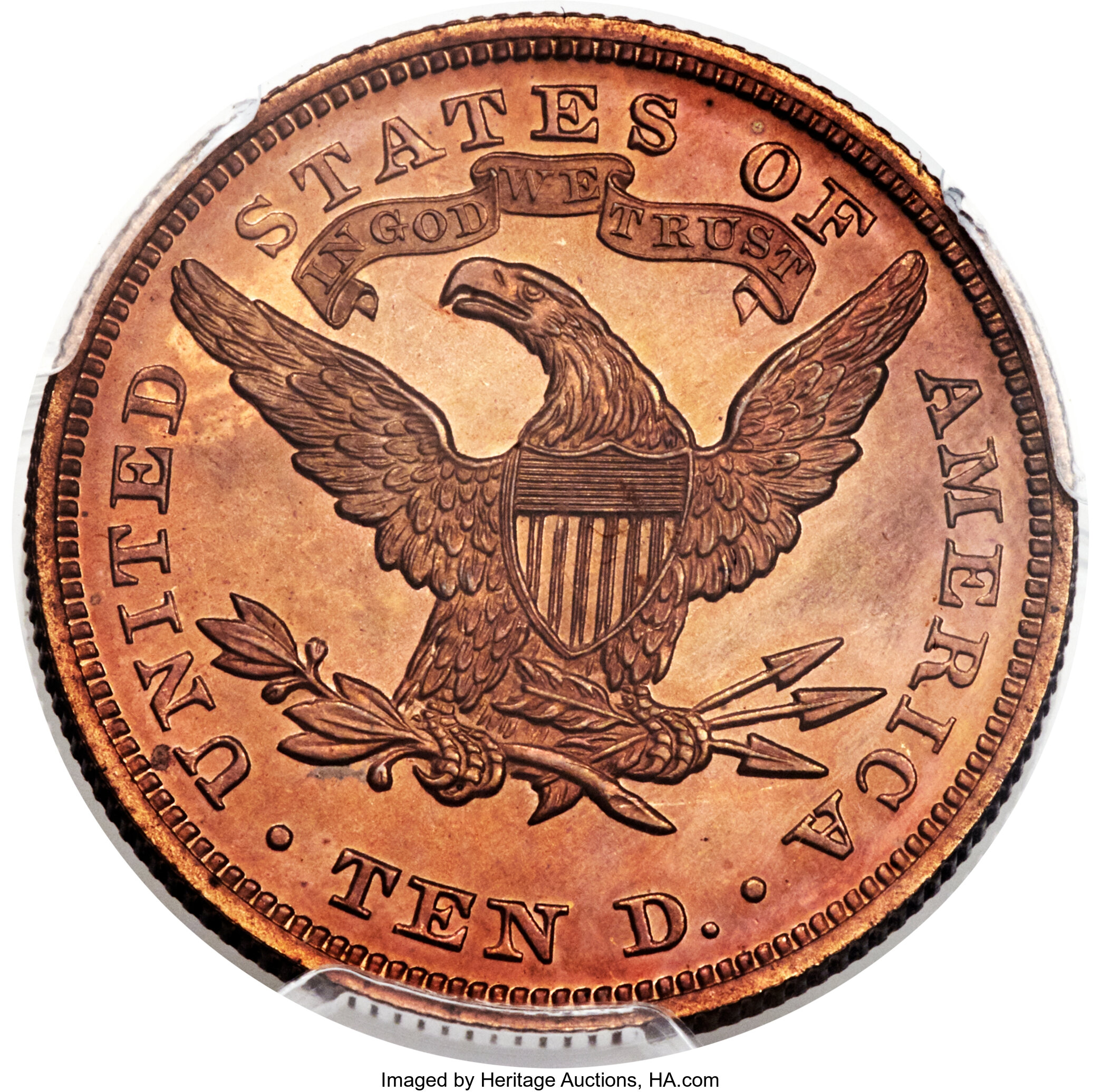 image for: 1865 $10 Ten Dollar, Judd-450, Pollock-522, High R.6, PR65 Red and Brown PCGS....
