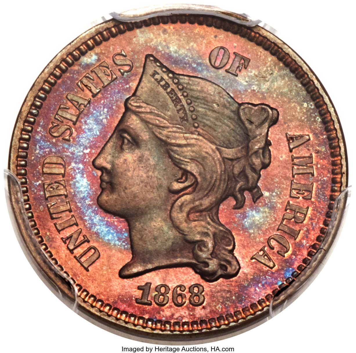 image for: 1868 1C One Cent, Judd-609, Pollock-674, High R.7, PR65 Red and Brown PCGS. CAC....
