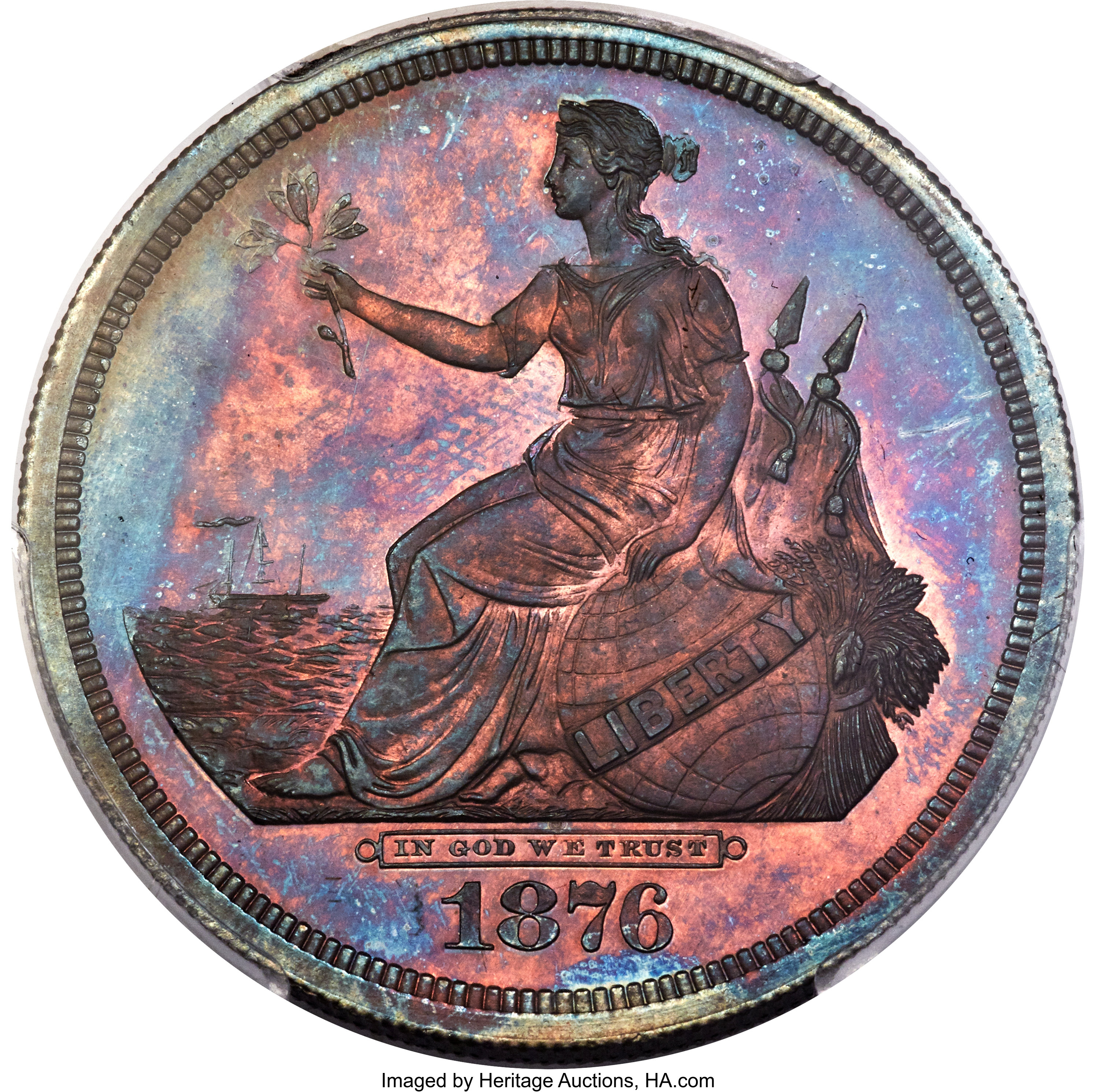 image for: 1876 $1 Dollar, Judd-1468, Pollock-1619, R.7, PR67+ Red and Brown PCGS....