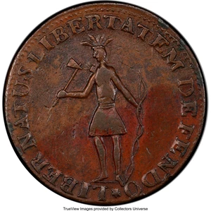 image for: 1787 New York Excelsior Copper, Indian and New York Arms, AU53 PCGS. W-5795, High R.6....