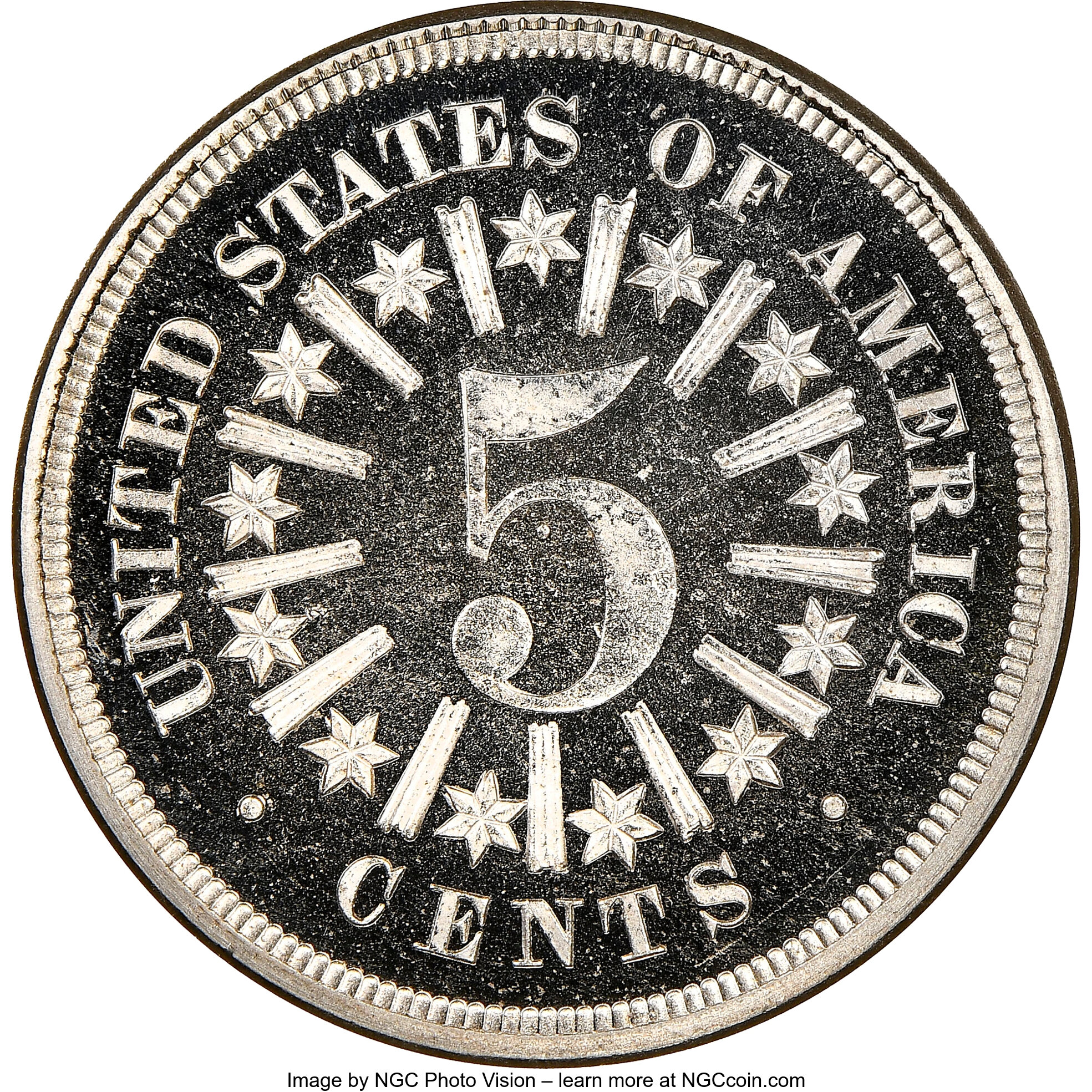 image for: 1866 5C Rays PR66+ Ultra Cameo NGC....