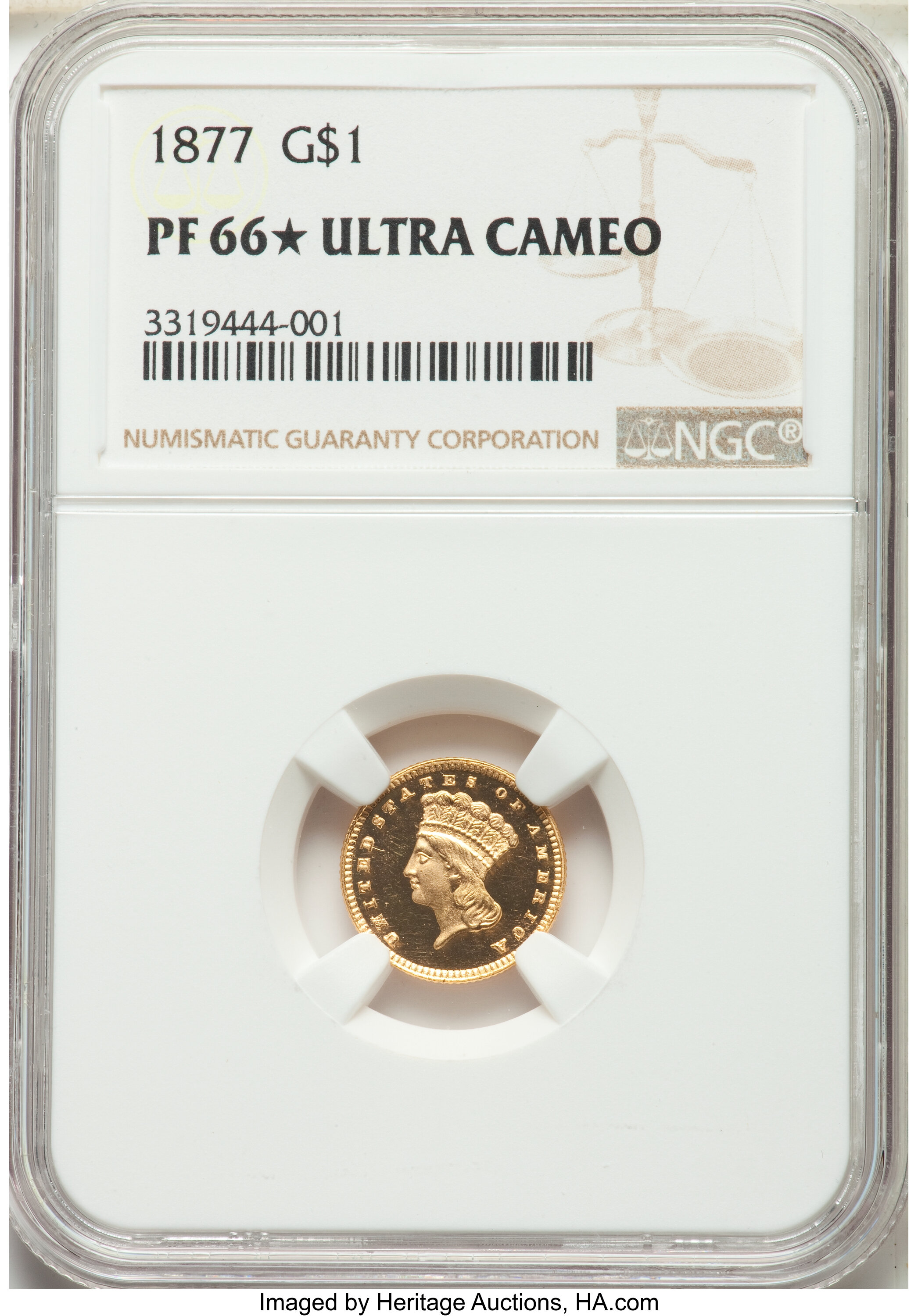 image for: 1877 G$1 PR66★  Ultra Cameo NGC. JD-2, R.7....