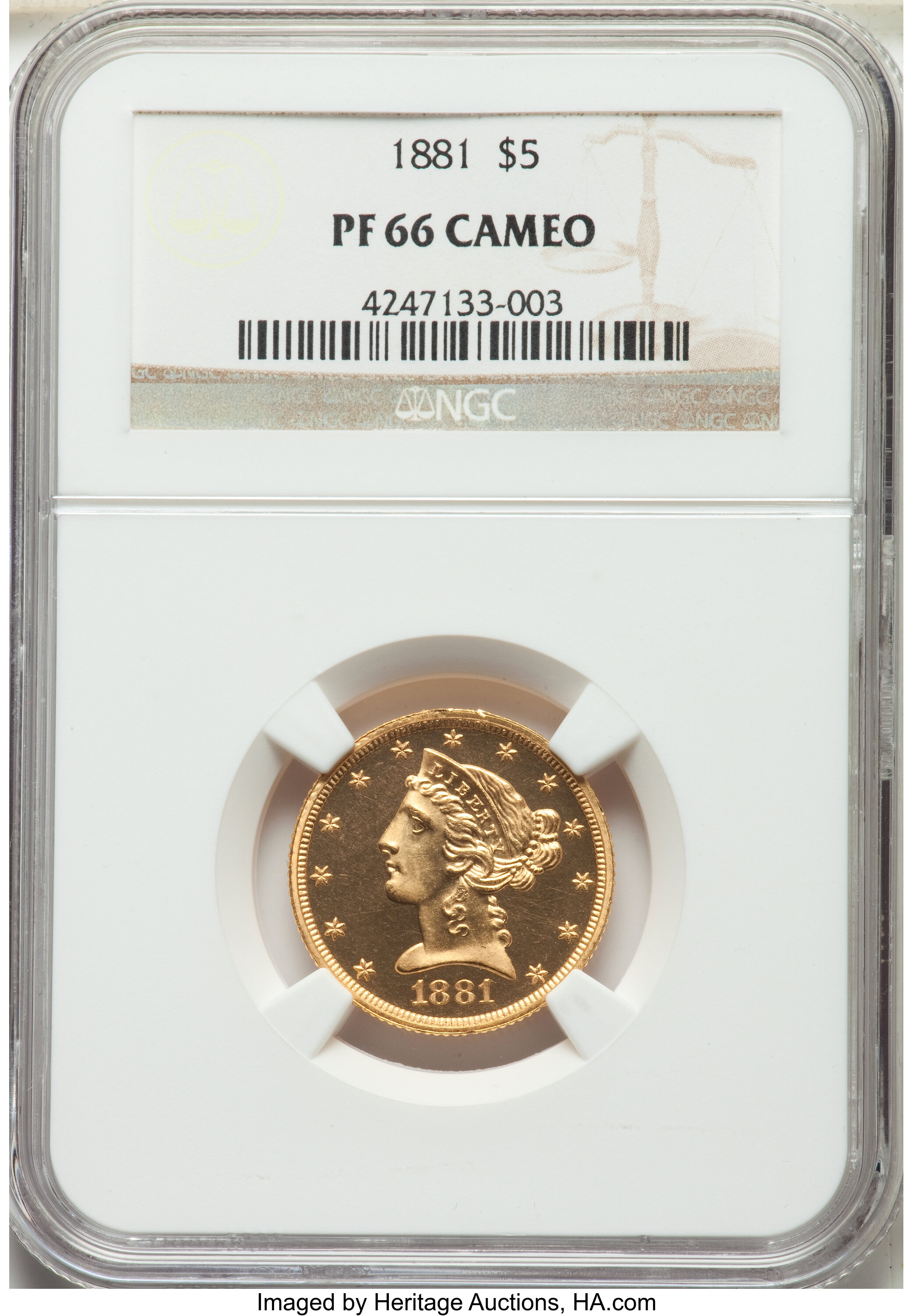 image for: 1881 $5 PR66 Cameo NGC. JD-1, R.6....
