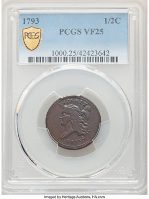 image for: 1793 1/2 C C-4, B-4, Low R.3, VF25 PCGS....
